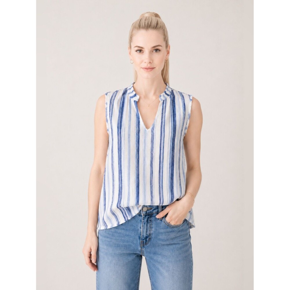 $156 Drew Cream Multi Stella Linen Sleeveless. Medium. NWOT